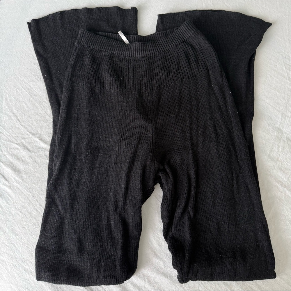Free People Black Ribbed Knit Pants